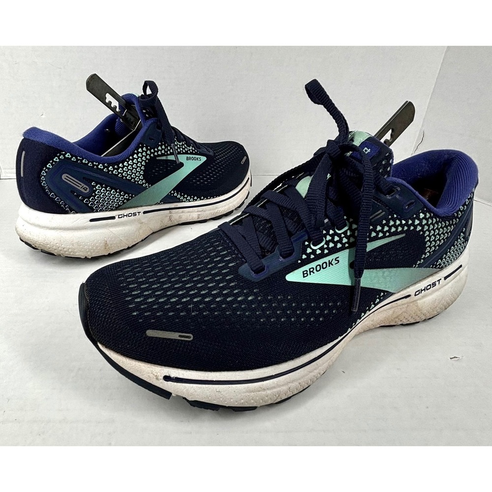 Brooks Ghost 14 Running Shoes Navy Teal Women's 10‎ Medium B Gym Indoor Used
